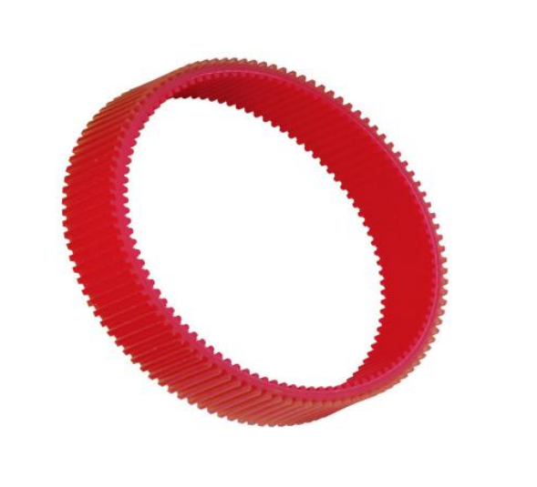Red ribbed silicone wristband or bracelet.